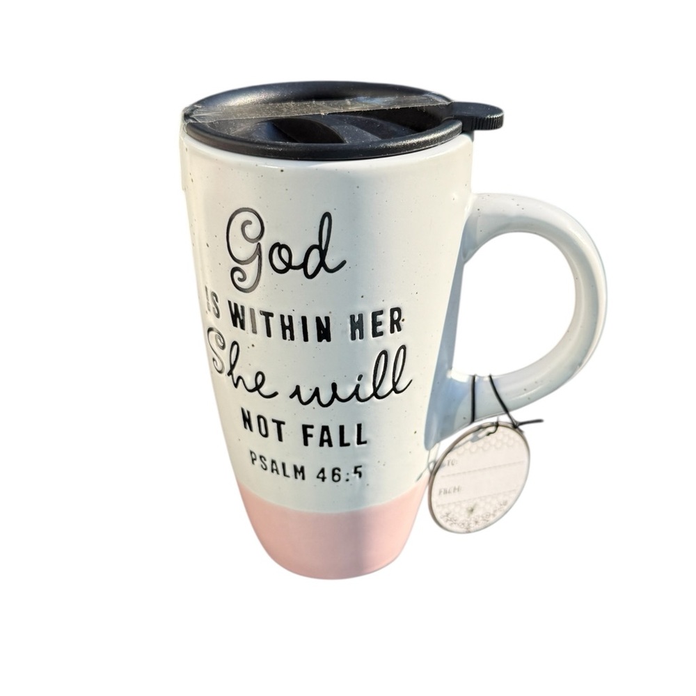 God is within her, she will not fall inspirational mug with topper NEW - Picture 4 of 6